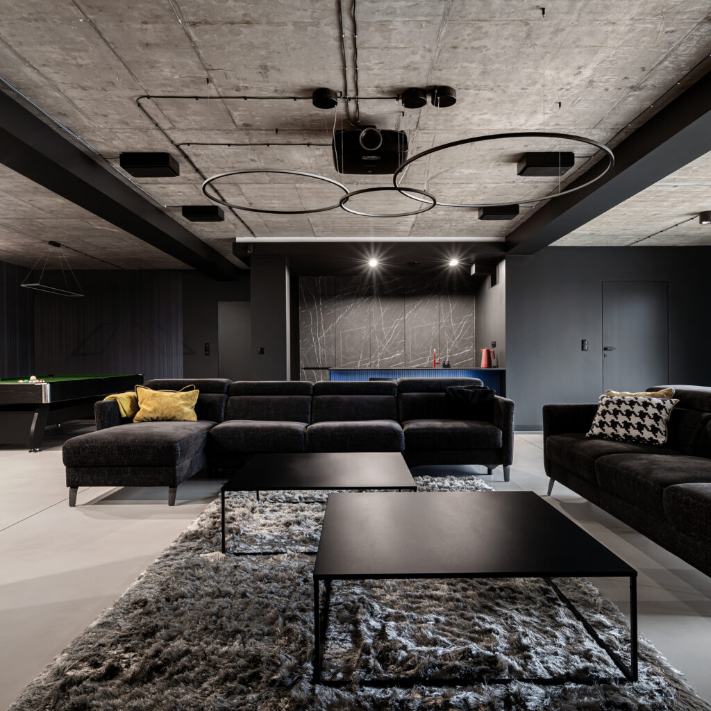 PROJEKT SALI KINOWEJ W DOMU NAD JEZIOREM - SZCZECIN