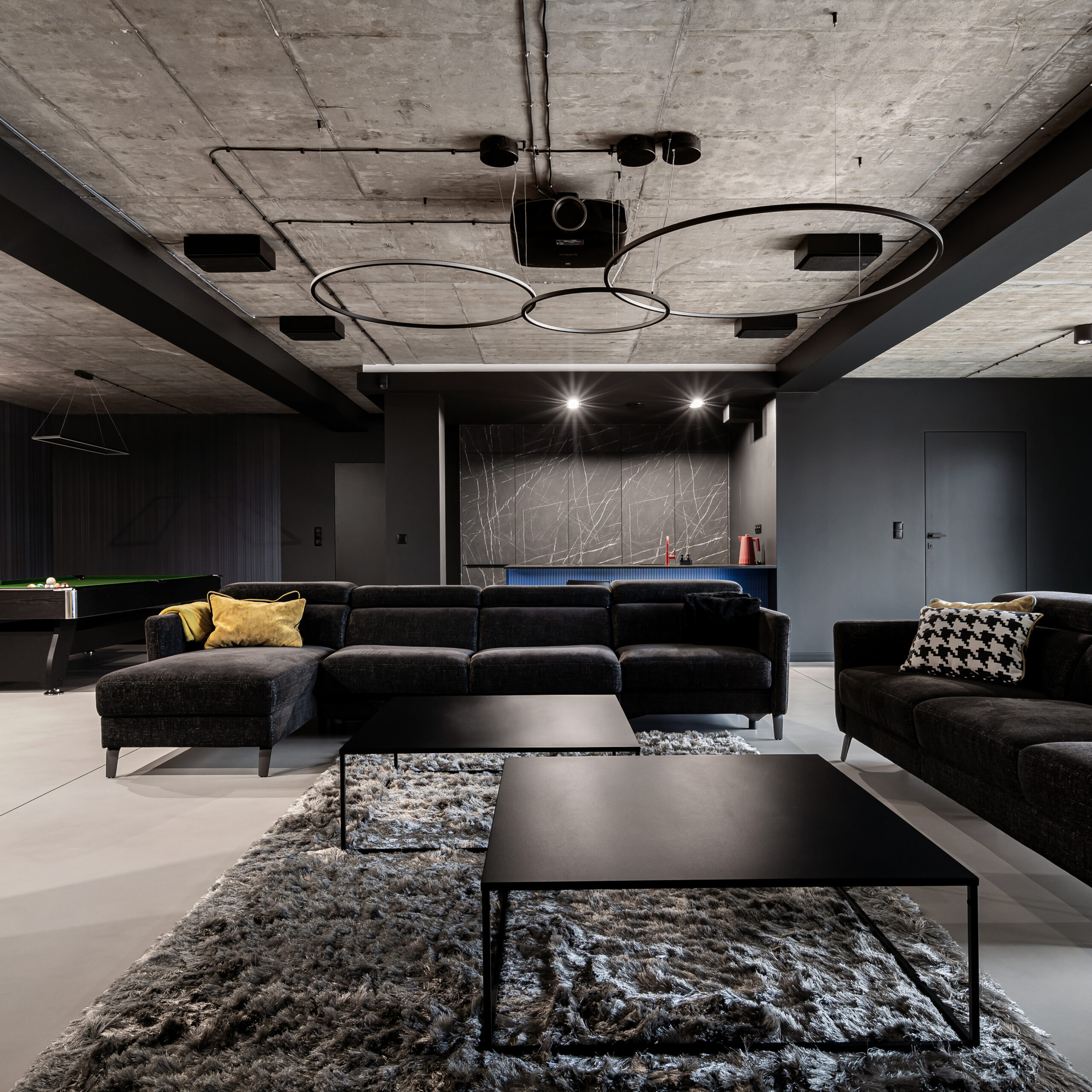 PROJEKT SALI KINOWEJ W DOMU NAD JEZIOREM - SZCZECIN